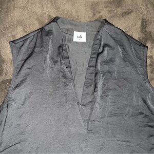CAbi Gray Sleeveless Mandarin Collar Blouse